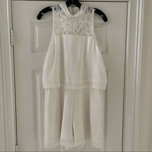 N/Nicholas Lace Trim White Romper